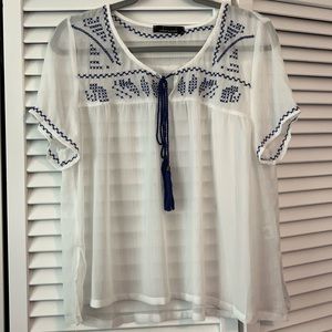 Oober Swank sheer embroidered blouse